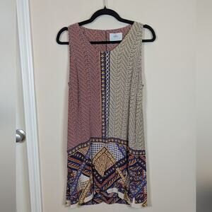 Madison Marcus 100% Silk Geometric Print Sleeveless Dress